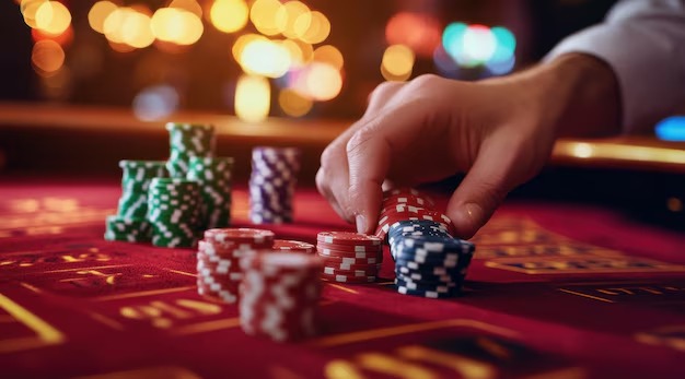 Joker Gaming spin interface on mobile phone screen showing reel symbols and stake selection